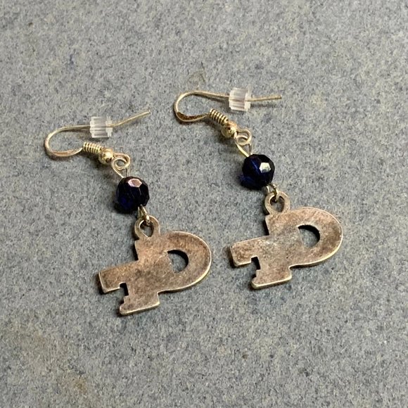 Georgia Tech Pierced Earrings As Is GT Silver Navy - Picture 5 of 6